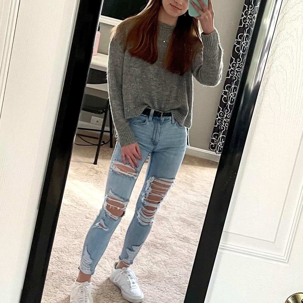 cozy grey mock neck